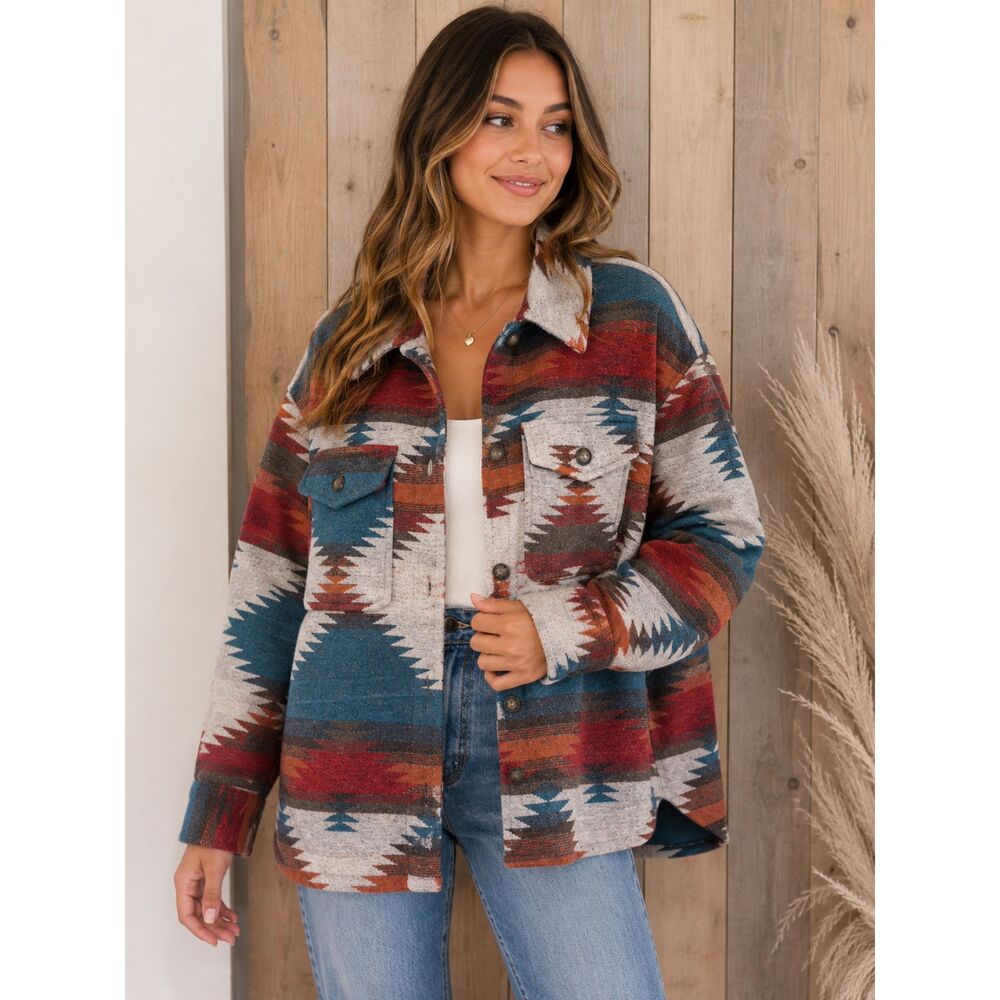 Altar'd State Southwestern Aztec Print Shacket | Size Small